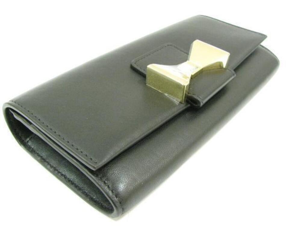 Chloe Lambskin Black Long Wallet Zip Leather